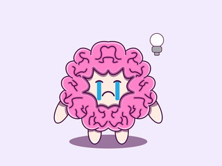 Brain character vector cartoon icon illustration