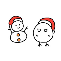 サンタの雪だるまとにわとり