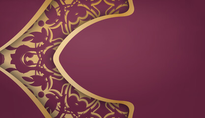 Burgundy background with vintage gold pattern for design under your logo