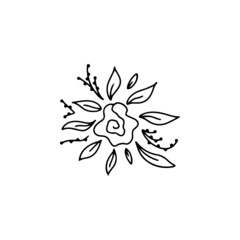 Simple flowers with leaves element for decorative design. 