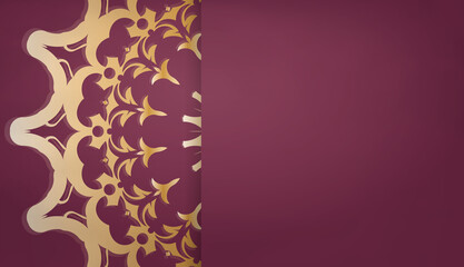 Burgundy background with vintage gold pattern for design under your text