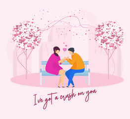 Heterosexual couple in love. Guy and a girl on date in the spring city park.