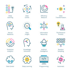 Data Science filled line Icons - stroke, vector