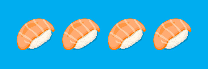 Japanese food and sushi. Sushi vector. Yummy japan food. Japanese cuisine. Salmon sushi nigiri.