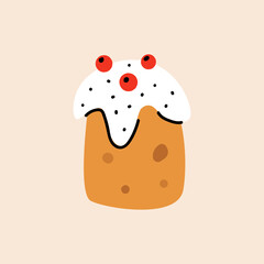 Cake. Cute sweet cake in flat style. Doodle, hand-drawn illustration. Clipart. The object is isolated.