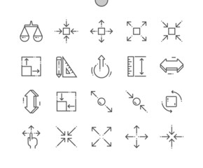 Scaling arrow. Measurement, pointer, interface, instrument, button, direction, size and measure. Pixel Perfect Vector Thin Line Icons. Simple Minimal Pictogram