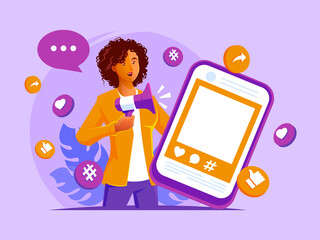 social media promotion with megaphone