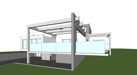 Modern house architectural drawing