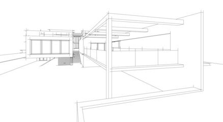 Modern house architectural drawing