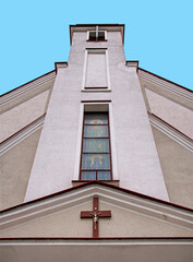 Obraz premium Built in 1981-1982, the Catholic Church of the Blessed Virgin Mary, Queen of Families in Boguszewo in Podlasie, Poland.