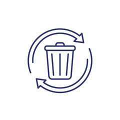 recycling waste line icon with trash bin