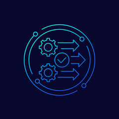 process, operation icon with gears, line design