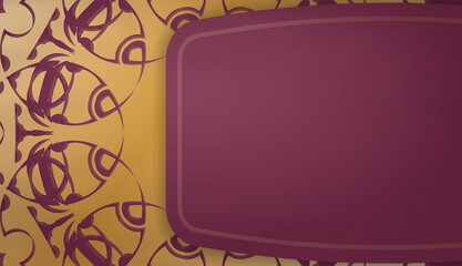 Burgundy banner template with indian gold pattern and place under your text