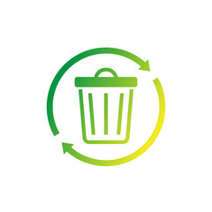 recycling waste icon with a trash bin