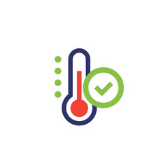 temperature control icon with a checkmark - obrazy, fototapety, plakaty