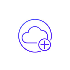 add to cloud icon, line vector