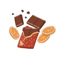 Chocolate bar. Orange chocolate. New Year, Christmas sweets.