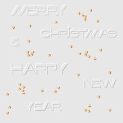 Vector inscription merry christmas and happy new year in the neomorphism style