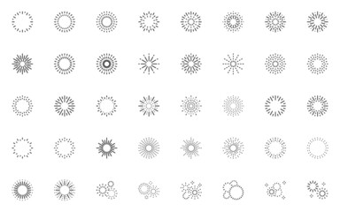 set of firework icons, happy new year, celebration, birthday and party