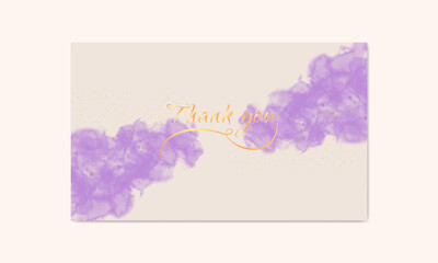 Abstract watercolor brush purple thank card Free Vector