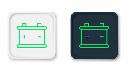 Line Car battery icon isolated on white background. Accumulator battery energy power and electricity accumulator battery. Colorful outline concept. Vector