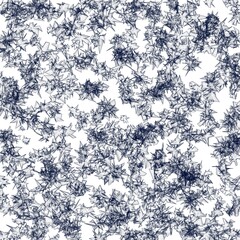 Dark blue abstract transparent stars on the white background. Seamless pattern. Chaotic brush strokes
