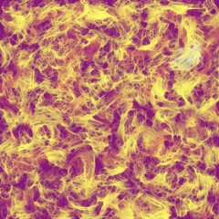 Abstract purple background, yellow texture with torn edges. Bone structure imitation