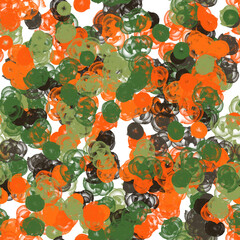 Abstract orange and green rectandular brush strokes on the white background, Seamless pattern