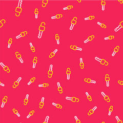 Line Unlocked key icon isolated seamless pattern on red background. Vector