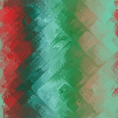 Green and red distressed gradient, grunge painting technique. Seamless pattern
