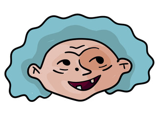 Vector printable illustration: cartooned grandmother's head