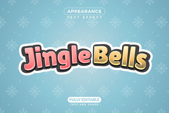 Editable Text Effect Jingle Bells Merry Christmas Holiday Event Vector Style