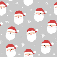 Design of seamless pattern with funny Santa Claus. Vector