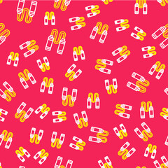 Line Jump rope icon isolated seamless pattern on red background. Skipping rope. Sport equipment. Vector