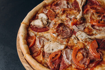 pizza cheese bacon food  fast food italian