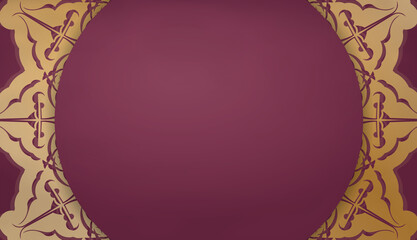 Burgundy banner with a gold pattern mandala and a place for your logo