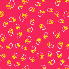 Line Advertising icon isolated seamless pattern on red background. Concept of marketing and promotion process. Responsive ads. Social media advertising. Vector