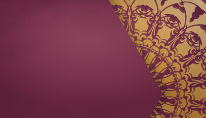 Burgundy banner with abstract gold ornament and place under your text