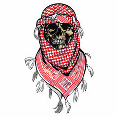 oriental skull with arabic scarf, grunge vintage design t shirts