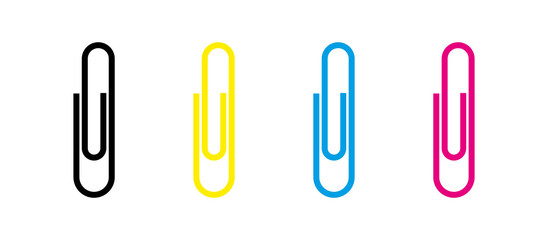 Paper clip icons set. Raster sign. Isolated symbol on white background.