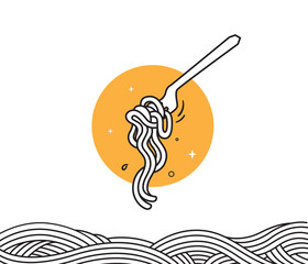 pasta noodle illustration with fork
