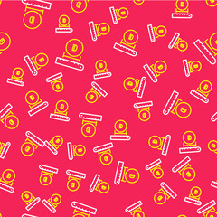 Line Diameter icon isolated seamless pattern on red background. Vector