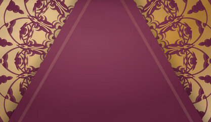 Burgundy banner with antique gold ornaments and place for your text