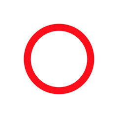 Circle O Outline Shape Red. White circle with red outline. Road closed icon. Vector.