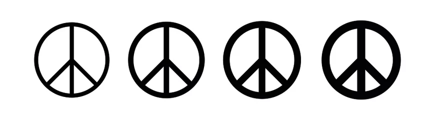 Fotobehang A set of peace signs of different thicknesses. Peace symbols, peace pictograms isolated on white background. International symbol of the antiwar movement of the disarmament of the world, vector. © Sergey