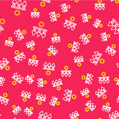 Line Drying grapes icon isolated seamless pattern on red background. Dried grapes. Vector