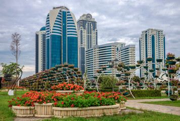 Fototapeta premium View of the complex of high-rise buildings 