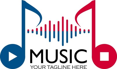stylish music logo and media player