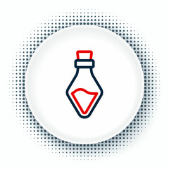 Line Bottle with potion icon isolated on white background. Flask with magic potion. Happy Halloween party. Colorful outline concept. Vector