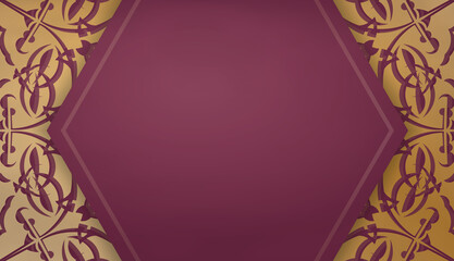 Burgundy banner with Greek gold pattern and space for your logo